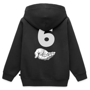 Lustiges Six Meme Hand Gen Alpha Witz - Kinder Premium Organic Zip Hoodie - Schwarz - Hinten - AI Model Kid Male (0cm)