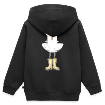 Möwe mit Gummistiefel - Das perfekte Gesche Lustig - Kinder Premium Organic Zip Hoodie - Schwarz - Hinten - AI Model Kid Male (0cm)