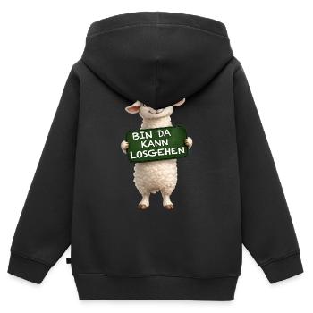 Mutiges Lamm Schildmotiv - Kinder Premium Organic Zip Hoodie - Schwarz - Hinten - AI Model Kid Male (0cm)