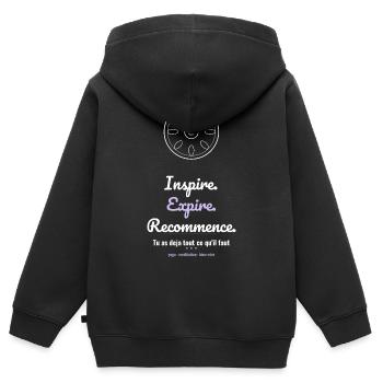 Expire. Yoga Méditation Bien-être - Sweat Premium à capuche zippé enfant bio - noir - Dos - AI Model Kid Male (0cm)