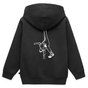 B Boy Zeichnung - Kinder Premium Organic Zip Hoodie - Schwarz - Hinten - AI Model Kid Male (0cm)
