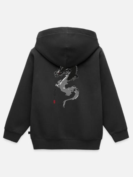 Ryu Yokai – Sumi-e Tintendrache - Kinder Premium Organic Zip Hoodie - Schwarz
