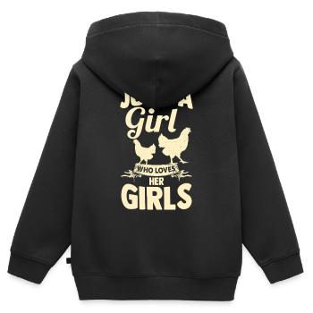 Farmer Rooster Flock Poultry Chicken - Kinder Premium Organic Zip Hoodie - Schwarz - Hinten - AI Model Kid Male (0cm)