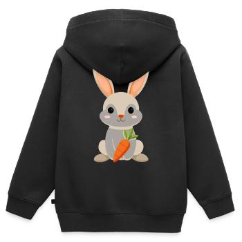 Bunny Carrot - Kids Premium Organic Zip-up Hoodie - black - Back - AI Model Kid Male (0cm)