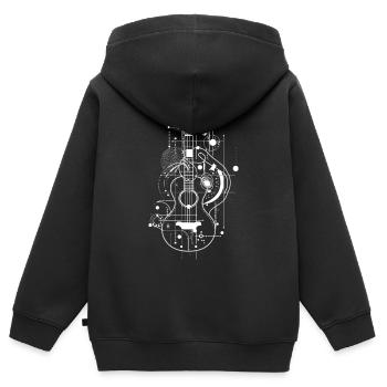 Art en ligne de ukulélé - Sweat Premium à capuche zippé enfant bio - noir - Dos - AI Model Kid Male (0cm)