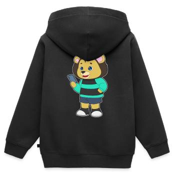 Löwe Smartphone - Kinder Premium Organic Zip Hoodie - Schwarz - Hinten - AI Model Kid Male (0cm)