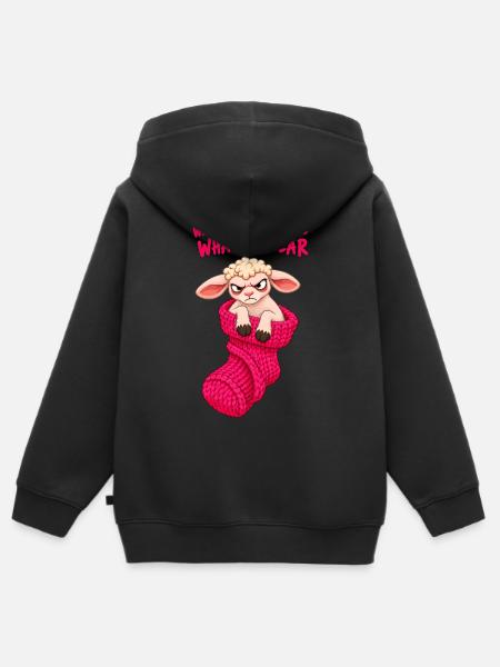 Angry Sheep – Girl Mood - Kinder Premium Organic Zip Hoodie - Schwarz
