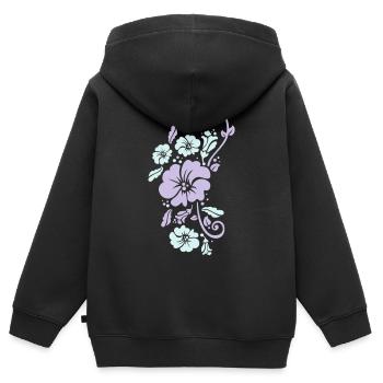 floral - Sweat Premium à capuche zippé enfant bio - noir - Dos - AI Model Kid Male (0cm)