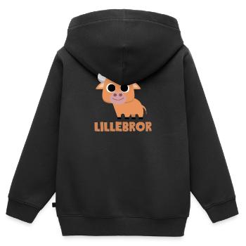Little Brother Bull Siblings Brothers Cadeau Meilleurs animaux - Sweat Premium à capuche zippé enfant bio - noir - Dos - AI Model Kid Male (0cm)