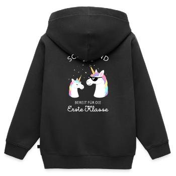 Einhorn - Schulkind 2022 Einschulung - Kinder Premium Organic Zip Hoodie - Schwarz - Hinten - AI Model Kid Male (0cm)