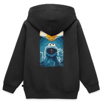 Sesamstraße Krümelmonster Hai - Kinder Premium Organic Zip Hoodie - Schwarz - Hinten - AI Model Kid Male (0cm)