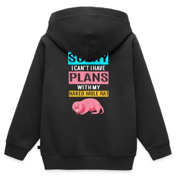 Chiot de sable - Sweat Premium à capuche zippé enfant bio - noir - Dos - AI Model Kid Male (0cm)