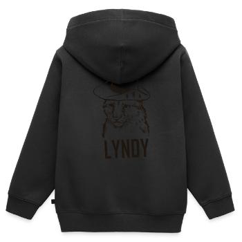 Luchs - Kinder Premium Organic Zip Hoodie - Schwarz - Hinten - AI Model Kid Male (0cm)