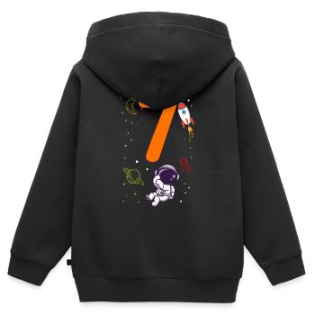 Geburtstagskind Astronaut Dabbing Weltallmotiv Pla - Kinder Premium Organic Zip Hoodie - Schwarz - Hinten - AI Model Kid Male (0cm)