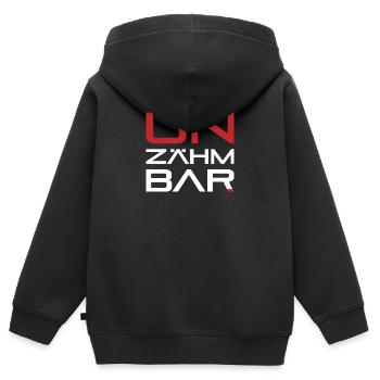 UNZÄHMBAR weiß-rot - Kinder Premium Organic Zip Hoodie - Schwarz - Hinten - AI Model Kid Male (0cm)