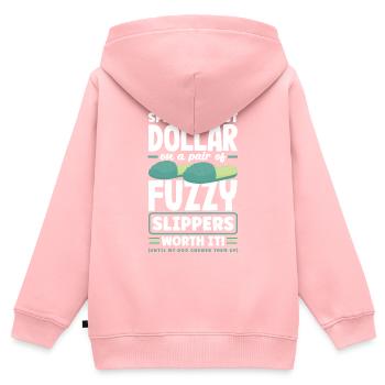 Spent My Last Dollar on a pair of fuzzy slippers. - Kids Premium Organic Zip-up Hoodie - rose - Back - AI Model Kid Female (0cm)