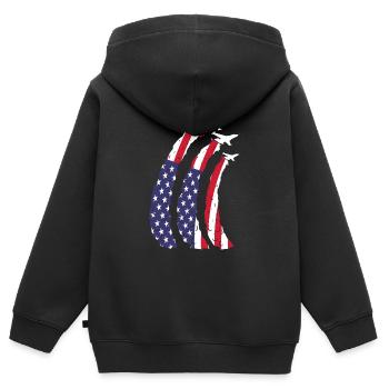 Flugzeuge Amerikanische Flagge - Kinder Premium Organic Zip Hoodie - Schwarz - Hinten - AI Model Kid Male (0cm)