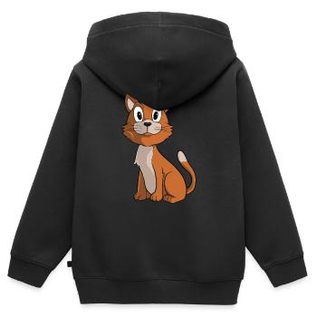 Niedliche braune Katze - Kinder Premium Organic Zip Hoodie - Schwarz - Hinten - AI Model Kid Male (0cm)