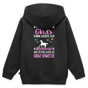 Annonce de la progéniture : Devenez une grande sœur cycliste - Sweat Premium à capuche zippé enfant bio - noir - Dos - AI Model Kid Male (0cm)