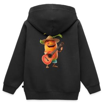 Papaya Gitarre - Kinder Premium Organic Zip Hoodie - Schwarz - Hinten - AI Model Kid Male (0cm)