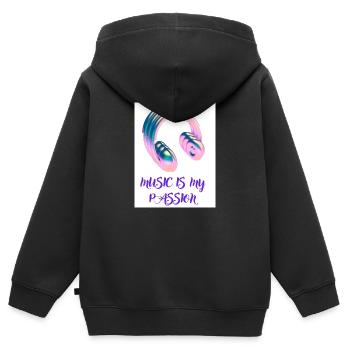 Music/Lifestyle/Headphones - Kinder Premium Organic Zip Hoodie - Schwarz - Hinten - AI Model Kid Male (0cm)