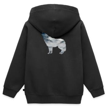 Wolf Silhouette - Kinder Premium Organic Zip Hoodie - Schwarz - Hinten - AI Model Kid Male (0cm)