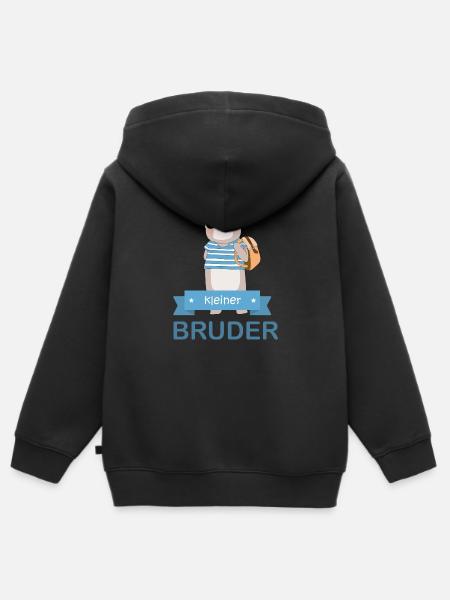 kleiner Bruder Bär - Kinder Premium Organic Zip Hoodie - Schwarz