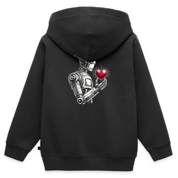 Roboter mit Herz - Kinder Premium Organic Zip Hoodie - Schwarz - Hinten - AI Model Kid Male (0cm)