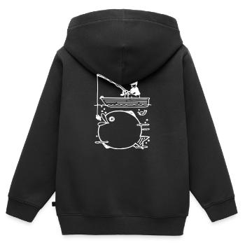 Angler - Kinder Premium Organic Zip Hoodie - Schwarz - Hinten - AI Model Kid Male (0cm)