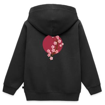 Sakura Kirschblüte - Kinder Premium Organic Zip Hoodie - Schwarz - Hinten - AI Model Kid Male (0cm)