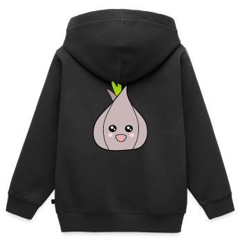 Kawaii Zwiebel Knoblauch Kawaii Gemüse Kawaii Obst - Kinder Premium Organic Zip Hoodie - Schwarz - Hinten - AI Model Kid Male (0cm)