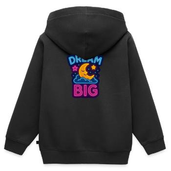Dream Big – Träumender Mond in Neon - Kinder Premium Organic Zip Hoodie - Schwarz - Hinten - AI Model Kid Male (0cm)