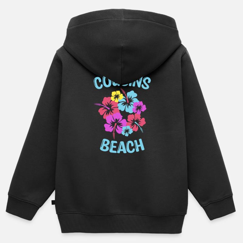 Plage de Cousins - Sweat Premium à capuche zippé enfant bio - noir