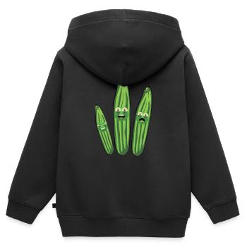 Capricious cucumber, cucumbers, comic, cucumber - Kids Premium Organic Zip-up Hoodie - black - Back - AI Model Kid Male (0cm)