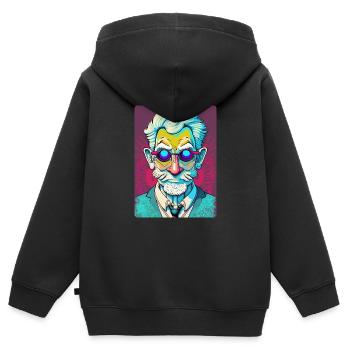 Mysterious Old Man with Glasses - Kids Premium Organic Zip-up Hoodie - black - Back - AI Model Kid Male (0cm)