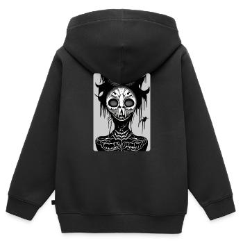 Gruseliges schwarz-weißes maskiertes Totenkopfgesicht - Kinder Premium Organic Zip Hoodie - Schwarz - Hinten - AI Model Kid Male (0cm)
