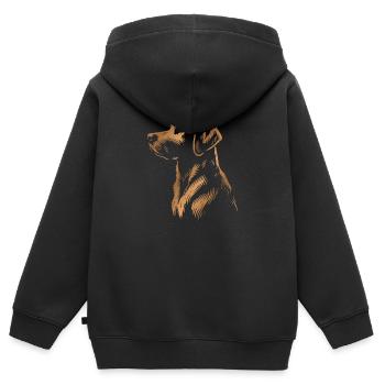 Labrador Zeichnung Kopf bronze/kupfer - Kinder Premium Organic Zip Hoodie - Schwarz - Hinten - AI Model Kid Male (0cm)