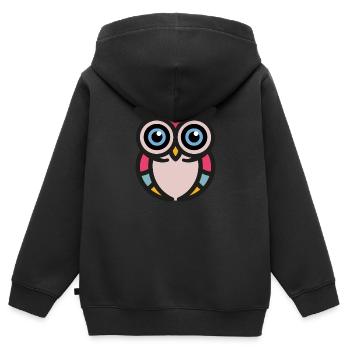 Bunte Eule - Kinder Premium Organic Zip Hoodie - Schwarz - Hinten - AI Model Kid Male (0cm)