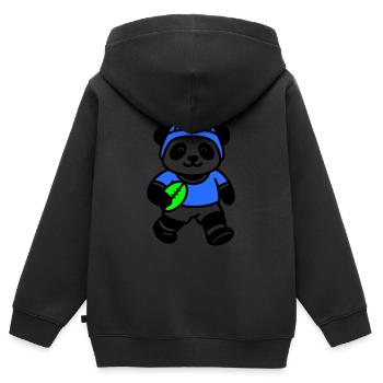 Panda-Rugby - Kinder Premium Organic Zip Hoodie - Schwarz - Hinten - AI Model Kid Male (0cm)