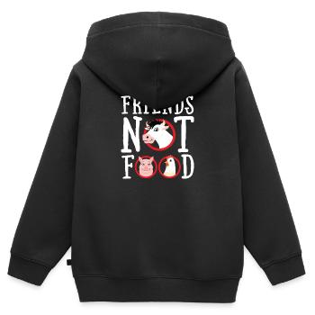 Friends Not Food - Vegan Statement - Kids Premium Organic Zip-up Hoodie - black - Back - AI Model Kid Male (0cm)