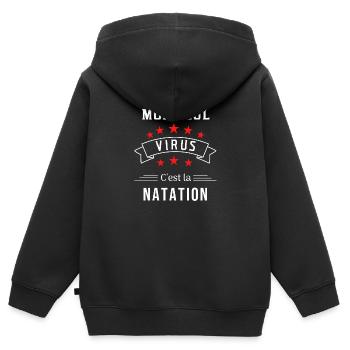 natation virus - Sweat Premium à capuche zippé enfant bio - noir - Dos - AI Model Kid Male (0cm)