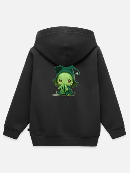 Un bébé mignon Cthulhu - Sweat Premium à capuche zippé enfant bio - noir
