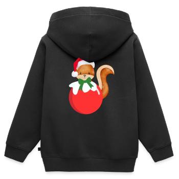 Noël Écureuil, Noël, Écureuil - Sweat Premium à capuche zippé enfant bio - noir - Dos - AI Model Kid Male (0cm)