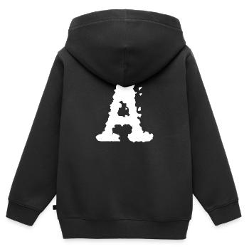 A - Sweat Premium à capuche zippé enfant bio - noir - Dos - AI Model Kid Male (0cm)