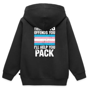 trans tif diese Flagge beleidigt dich Ich helfe dir beim Packen - Kinder Premium Organic Zip Hoodie - Schwarz - Hinten - AI Model Kid Male (0cm)
