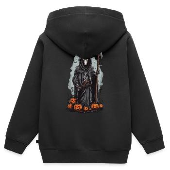 Grim Reaper Halloween Conception de druide démoniaque - Sweat Premium à capuche zippé enfant bio - noir - Dos - AI Model Kid Male (0cm)