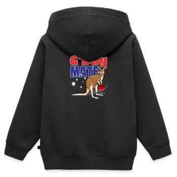 G’Day Mate Kangourou Australie Accueil Cadeau - Sweat Premium à capuche zippé enfant bio - noir - Dos - AI Model Kid Male (0cm)