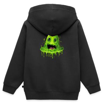 Monstre de boue vert - Sweat Premium à capuche zippé enfant bio - noir - Dos - AI Model Kid Male (0cm)