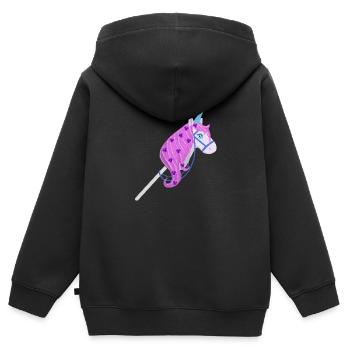 Équitation de loisir - Sweat Premium à capuche zippé enfant bio - noir - Dos - AI Model Kid Male (0cm)