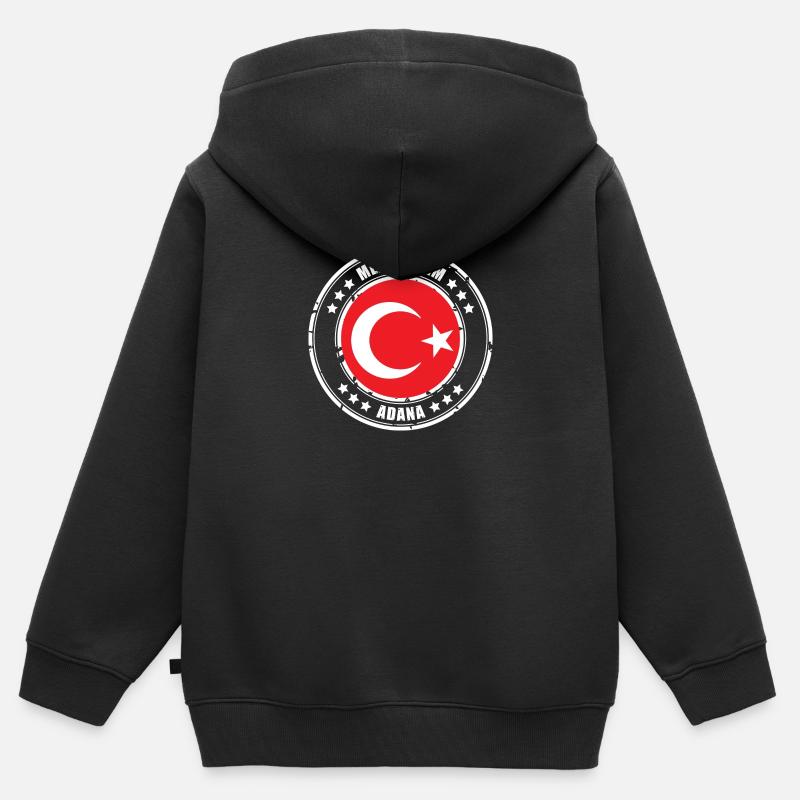 Memleketim ADANA - Sudadera con cremallera y capucha para niño/adolescente Premium ecológica  - negro